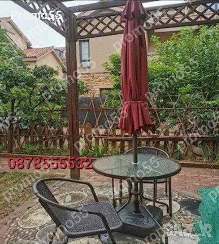 Градински Чадър Двоен Покрив за Стабилност при Вятър 220см.Чадър Плаж, снимка 8 - Градински мебели, декорация  - 41419359