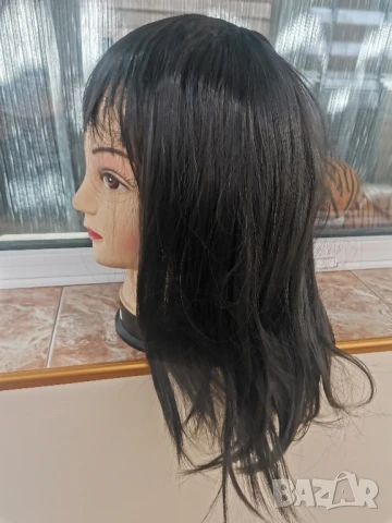 Нова средна дължина черна перука с бретон - 45 см - мод.5 →, снимка 5 - Аксесоари за коса - 50919387