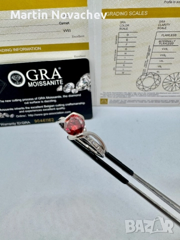 Сребърен пръстен с мойсанит (Диамант) 1 карат, снимка 10 - Пръстени - 52369754