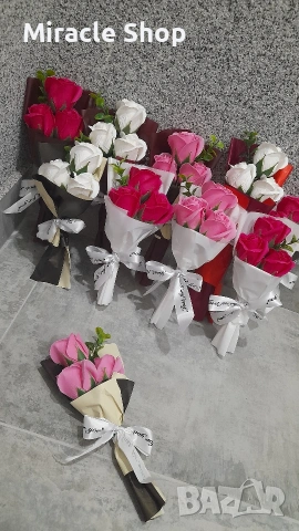 Мини букети от сапунени рози , снимка 2 - Изкуствени цветя - 53045391