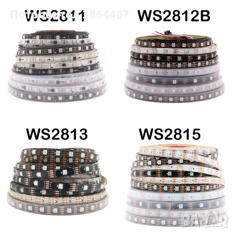 Адресируема RGB LED лента WS2812B – 5 м, 30 LED/м, IP65, 5V