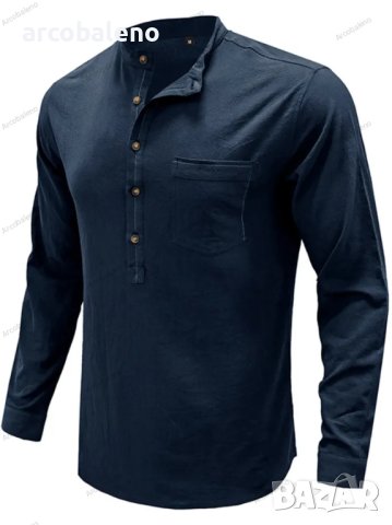 Мъжка едноцветна риза с дълъг ръкав Defender Performance Henley, 6цвята - 023, снимка 4 - Ризи - 40889959