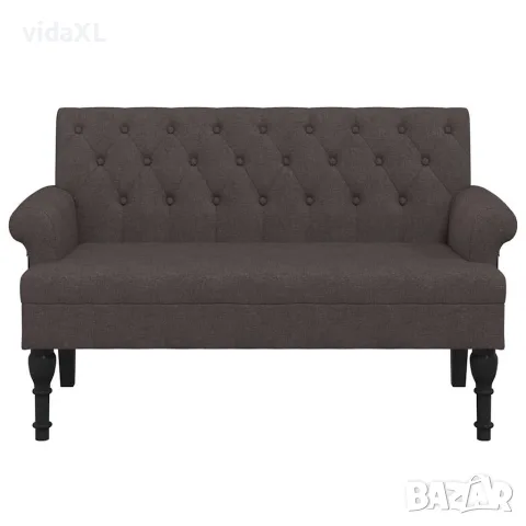 vidaXL Пейка с облегалка, тъмнокафява, 120x62x75,5 см, плат, снимка 3 - Дивани и мека мебел - 56147437