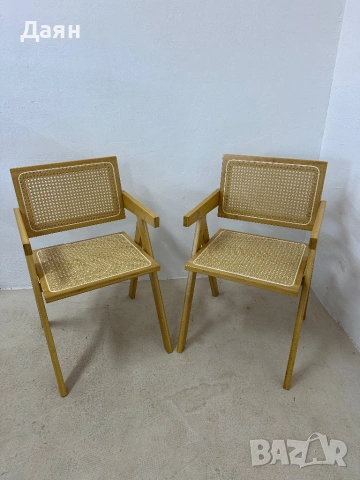 Комплект от 2 стола Costway от ратан с рамка от естествен бамбук - естествен цвят, снимка 2 - Столове - 53706664