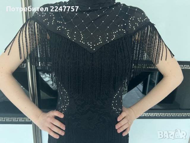 Официална рокля  с ресни размер S, снимка 7 - Рокли - 36316946
