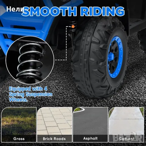 Акумулаторен бъги MINI 4X4 12V,MP3 плейър, с меки гуми и WiFi дистанционно с Кожена седалка, снимка 14 - Електрически играчки - 50269723