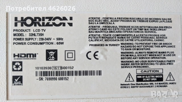 HORIZON 32HL735H-17MB82S-17IPS62, снимка 2 - Части и Платки - 53250893