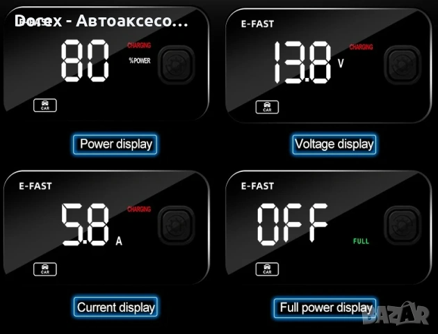 Автоматично Smart Импулсно Зарядно за Акумулатор 12V 6A, снимка 11 - Аксесоари и консумативи - 53616743