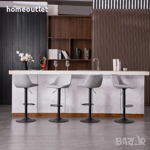 ПРОМОЦИЯ Бар столове с регулируема височина и атрактивен дизайн, к-т от 2бр YOUNIKE YOK-1929-GR-DE, снимка 6 - Столове - 50770438