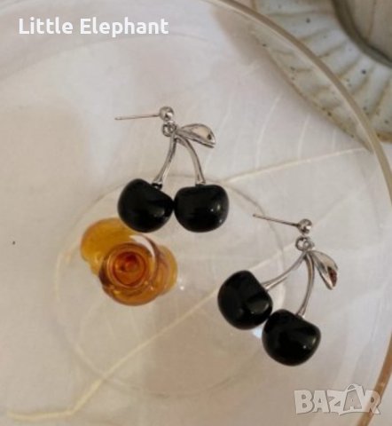 New trend висящи обеци "Sweet sherry",black/нови, снимка 1