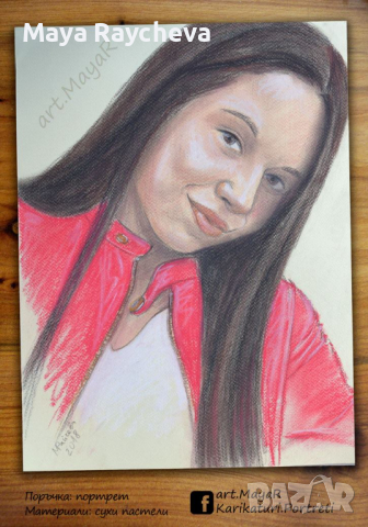 Портрет, ръчно рисуван с ПАСТЕЛИ, снимка 4 - Картини - 18568179