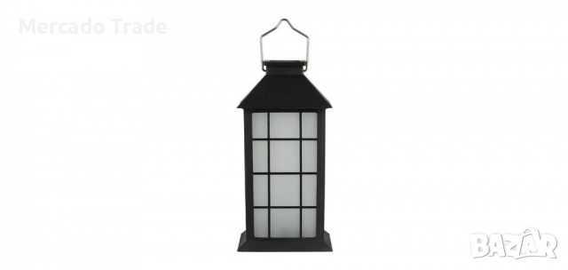 LED соларен фенер с пламък ефект, Пластмаса, Черен, 28см, снимка 3 - Декорация за дома - 36140460