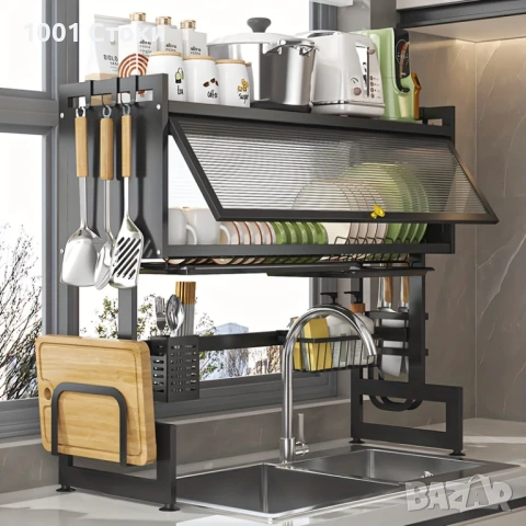 Сушилник за Съдове със стъклена врата поставка за прибори и специално отделение за лъжици, вилици и , снимка 1