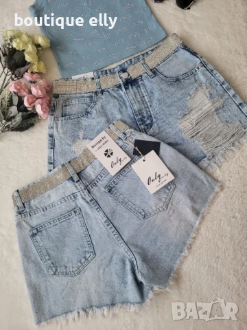 дънкови къси панталони Л размер, снимка 6 - Къси панталони и бермуди - 51153259