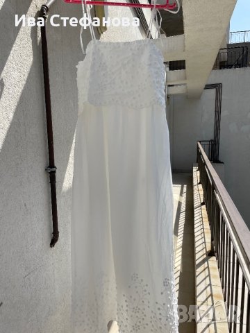 Нова бяла лятна парти коктейлна  елегантна дълга рокля декорация 3D 3Д  Reserved памук полиестер , снимка 8 - Рокли - 41550359