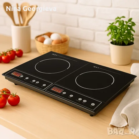 Двоен индукционен котлон Royalty Line RL-DIP4000.2 - 1400W+2000W, 80°C- 270°C, Кристална плоча