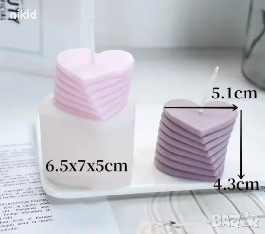 3D Усукано сърце на етажи силиконов молд форма моливник свещник свещ смола щоколад гипс декор, снимка 3 - Форми - 48525505