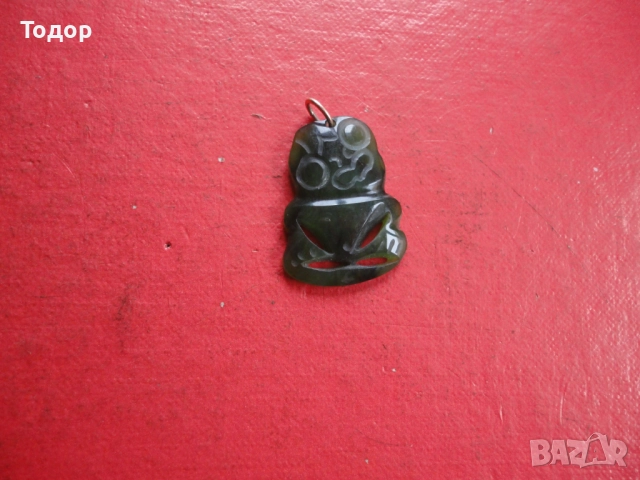 Маорски медальон колие ХЕИ ТИКИ нефрит и злато , снимка 3 - Колиета, медальони, синджири - 52836219