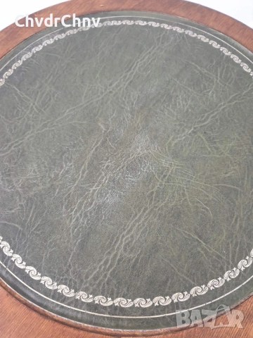 67см френска конзолна маса/дърво-бронз-месинг-кожа/масичка-пиедестал-поставка, снимка 4 - Антикварни и старинни предмети - 52956609