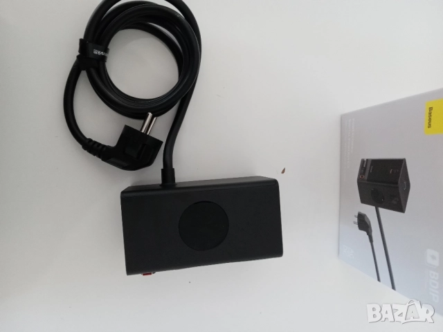 Baseus Power Combo удължител мрежово зарядно устройство, USB/USB-C, 2 гнезда, 65W, кабел 1.5м, снимка 4 - Друга електроника - 51722666