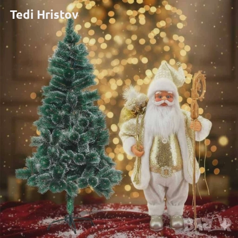 Дядо Коледа + Елха със заскрежени връхчета , снимка 2 - Декорация за дома - 52523990