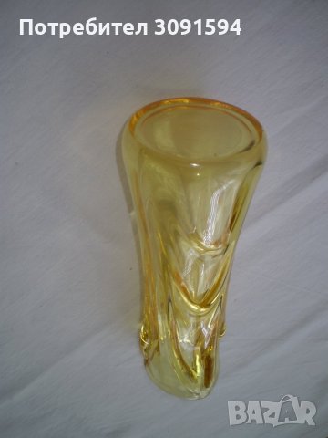 Ретро ЖЪЛТА ВАЗА КРИСТАЛНО СТЪКЛО , снимка 6 - Вази - 42319446