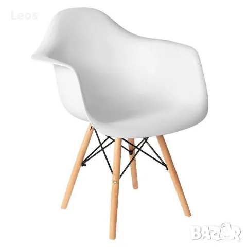 Трапезен стол Алеа в бял цвят, снимка 1