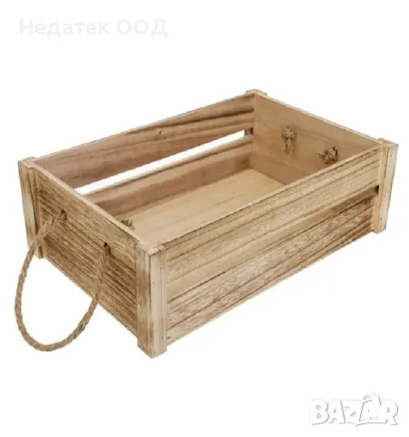Декоративна дървена кошница, Кафяв, 40x27x12см, снимка 3 - Декорация за дома - 48687634