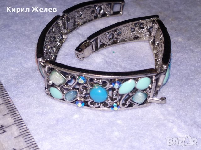 МНОГО КРАСИВА ФЛОРАЛНА ФИЛИГРАНЕН ТИП МЕДНА РЕТРО ГРИВНА с БЯЛА ПОЗЛАТА и КРИСТАЛИ 21154, снимка 10 - Гривни - 41649151