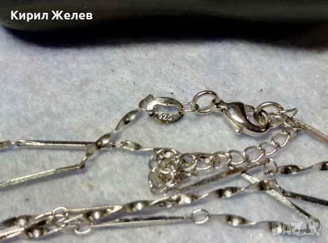 НЕЖНО ПОСРЕБРЕНО БРОНЗОВО КОЛИЕ с ПЕЧАТ 925 ФИНА БИЖУТЕРСКА ВИНТИДЖ АРТ ИЗРАБОТКА 44805, снимка 8 - Колиета, медальони, синджири - 49604870