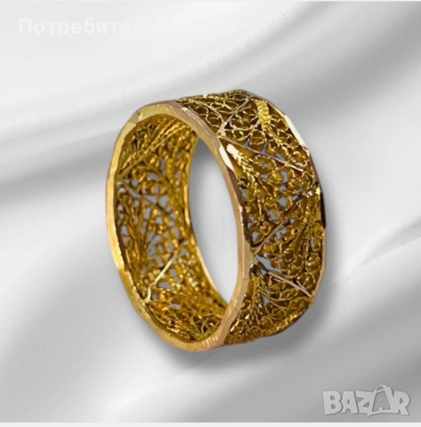 Филигран пръстен халка 14к , снимка 3 - Пръстени - 53266364