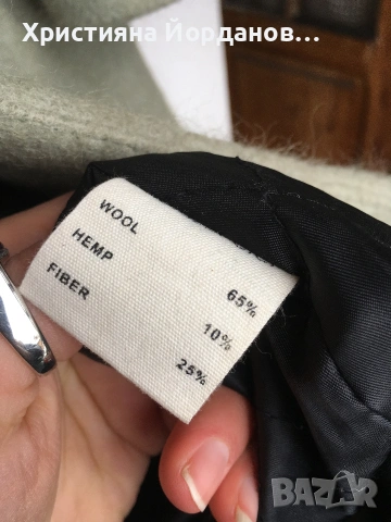 Вълнено палто цвят светла мента със сиви отенъци, М, снимка 8 - Палта, манта - 53089654