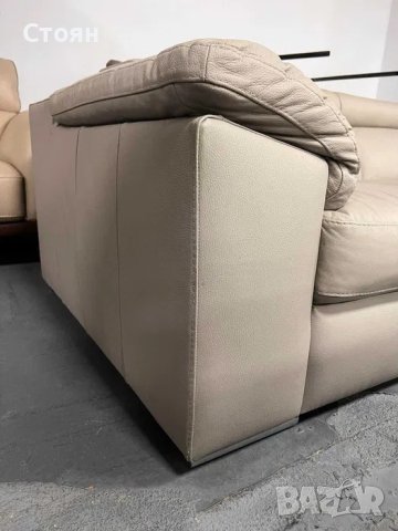 Сив кожен диван тройка с подвижни облегалки, снимка 2 - Дивани и мека мебел - 40781111
