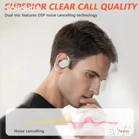 Слушалки с отворено ухо Seflorgo, IP67 с двоен DSP мик.(бежов,черен), снимка 4 - Bluetooth слушалки - 49445228