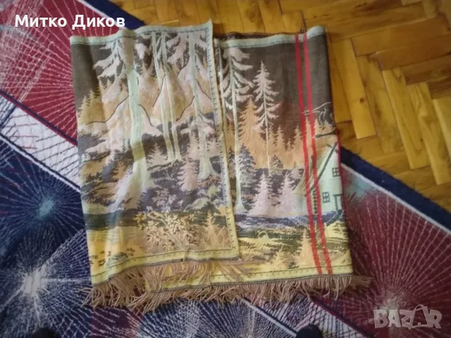 Гоблен пано за стена немско 126х66см с ресните Къща в гората, снимка 6 - Гоблени - 47454521