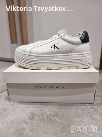Calvin Klein бели маратонки естествена кожа – размер 38, снимка 3 - Маратонки - 55905639