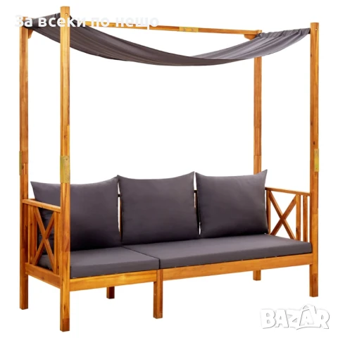 Градинска Пейка С Маса И Табуретки За Крака, Акация Масив Код P802, снимка 5 - Градински мебели, декорация  - 50744459