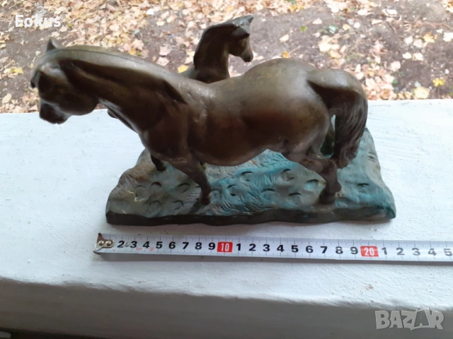 СТРАХОТНА МАСИВНА БРОНЗОВА СТАТУЕТКА КОНЕ ФИГУРА ПЛАСТИКА, снимка 4 - Антикварни и старинни предмети - 53512823