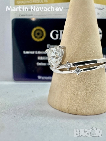 Сребърен пръстен с мойсанит (Диамант) 0.8 карата, снимка 4 - Пръстени - 51516725