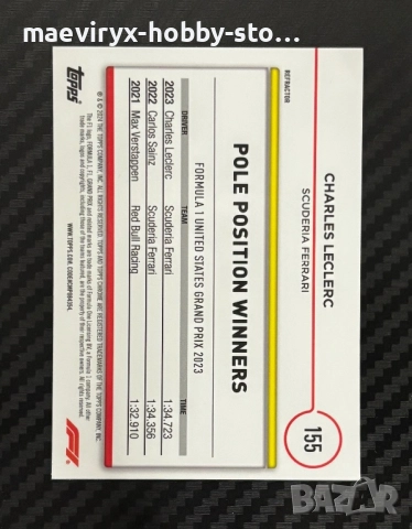 Topps Chrome Formula 1 (2024) - Charles Leclerc/Чарлс Леклърк #155 Рефрактор, снимка 2 - Колекции - 52752221