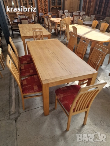 К-т Масивна Разтегателна Трапезна Маса с 8 бр.Стола-внос от Германия!
