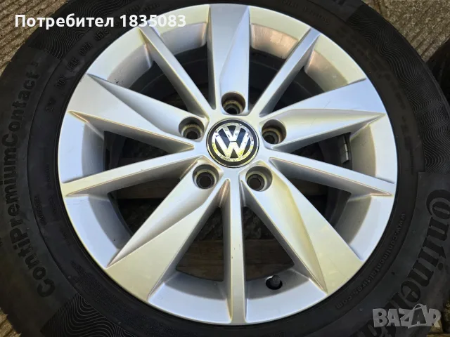 Лети джанти 15ки 5х112 + летни гуми 195/65/15 Continental, снимка 4 - Гуми и джанти - 55993455