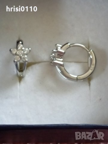 Сребърни обеци с циркони , снимка 4 - Обеци - 44321741