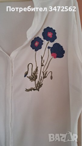 Дамска бяла риза XXL с красива бродерия, снимка 3 - Ризи - 40976469