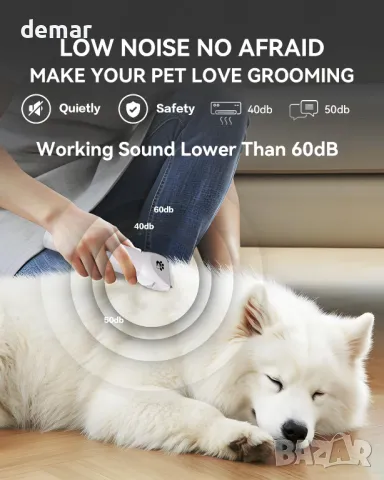 Комплект за подстригване на домашни любимци 4 в 1, IPX5, нисък шум, без кабел, снимка 6 - Други стоки за животни - 48896551