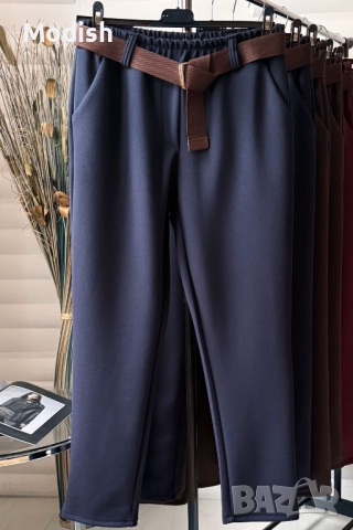 Еластичен панталон с прави крачоли и колан 7064, снимка 4 - Панталони - 52882353