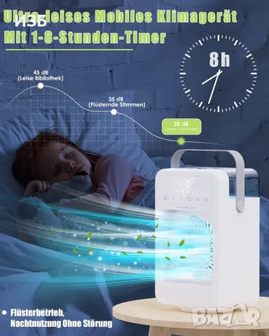 Мобилен климатик LIPONTAN, мини въздушен охладител, климатик 5 в 1, преносим USB изпарителен охладит, снимка 3 - Климатици - 49627107