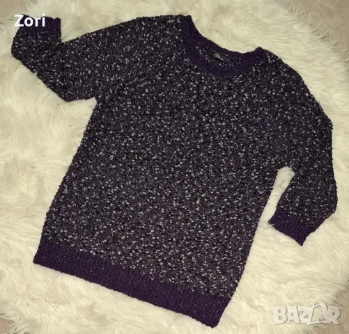 Блуза от рехаво плетиво от лилаво-сребристо букле, снимка 1