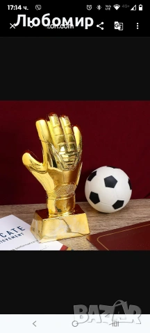 НАЙ-ДОБРИЯТ ТРОПЕЖ ЗЛАТНА РЪКАВИЦА ЗЛАТНА ФУТБОЛНА РЪКАВИЦА: ТРОПЕЖ ЗЛАТНА , снимка 4 - Други ценни предмети - 53756941