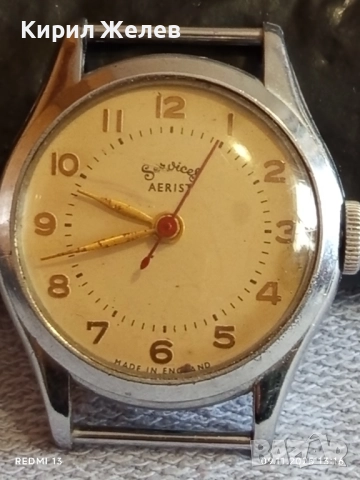 Стар механичен часовник мъжки Services Aerist made in England работи 51478, снимка 6 - Антикварни и старинни предмети - 52350373